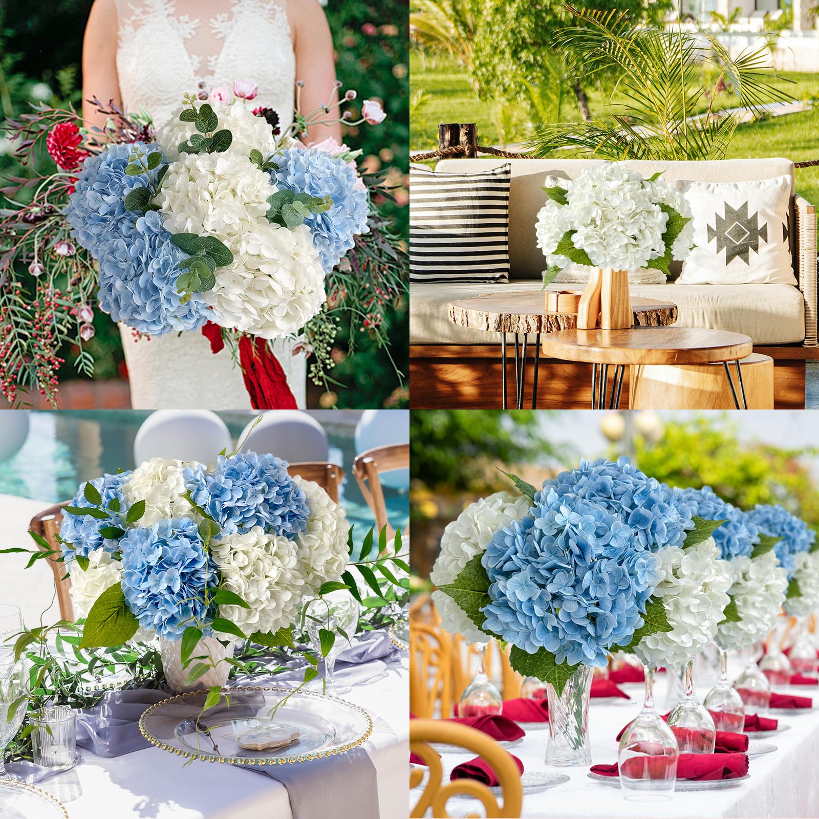 Amazon.com: ZYTUYO 3 PCS White Hydrangea Real Touch Artificial